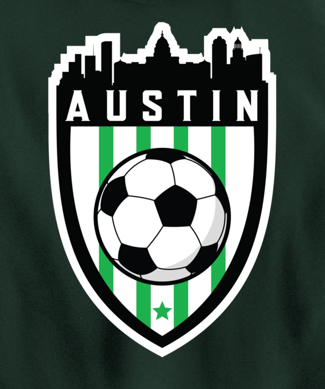 Austin Texas Soccer City Skyline Futbol Club Match Day Fan Pullover Hoodie