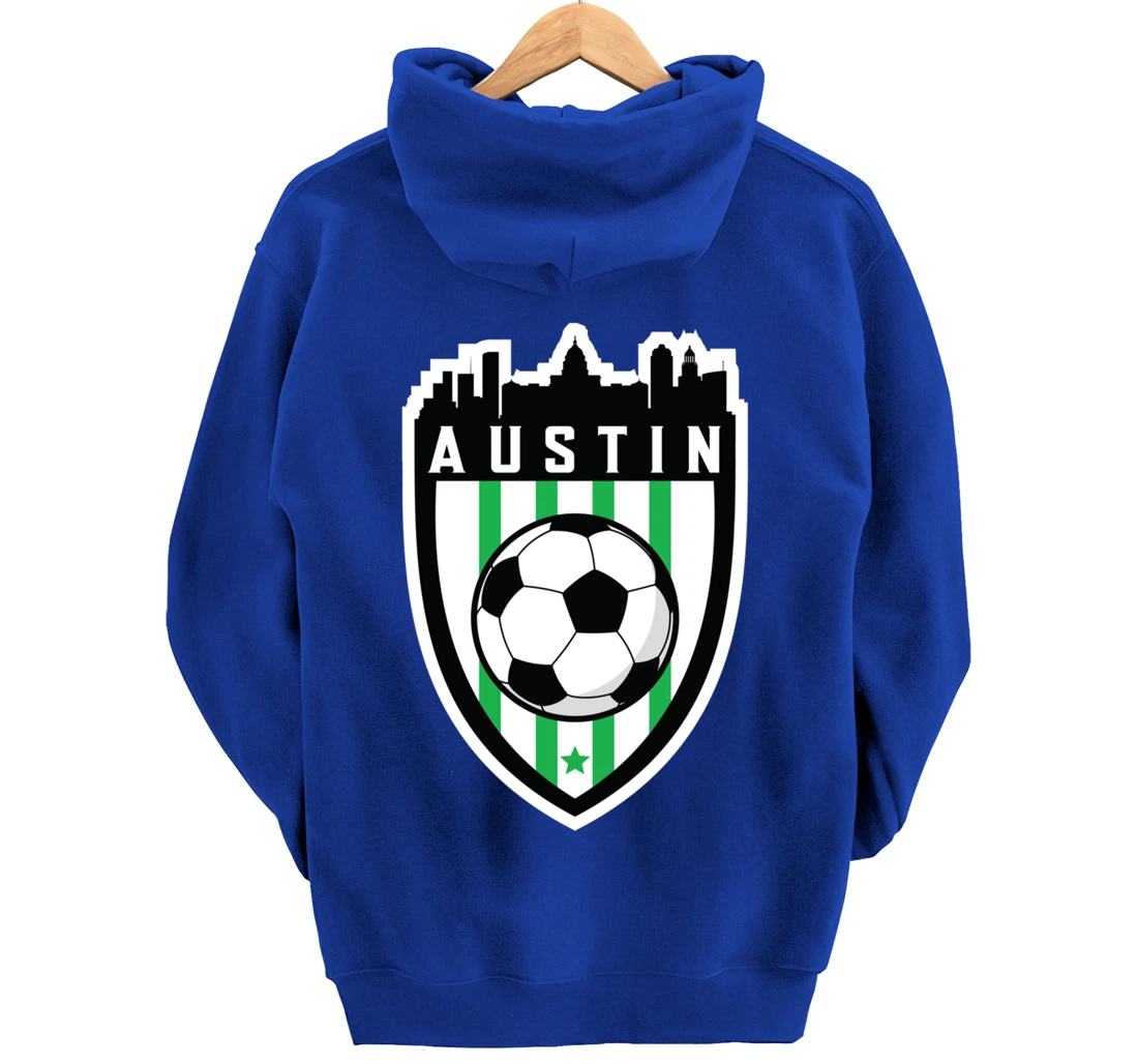 Austin Texas Soccer City Skyline Futbol Club Match Day Fan Pullover Hoodie