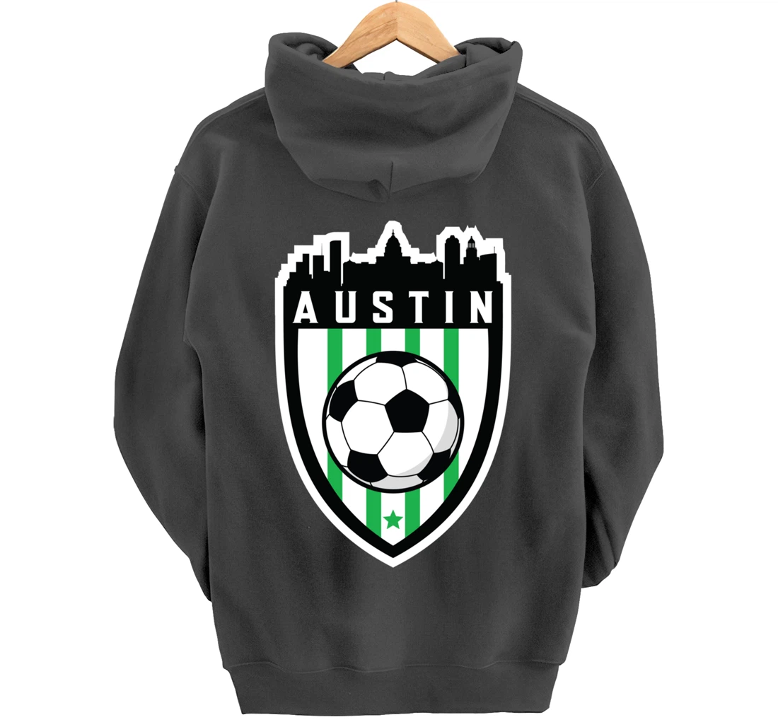 Austin Texas Soccer City Skyline Futbol Club Match Day Fan Pullover Hoodie