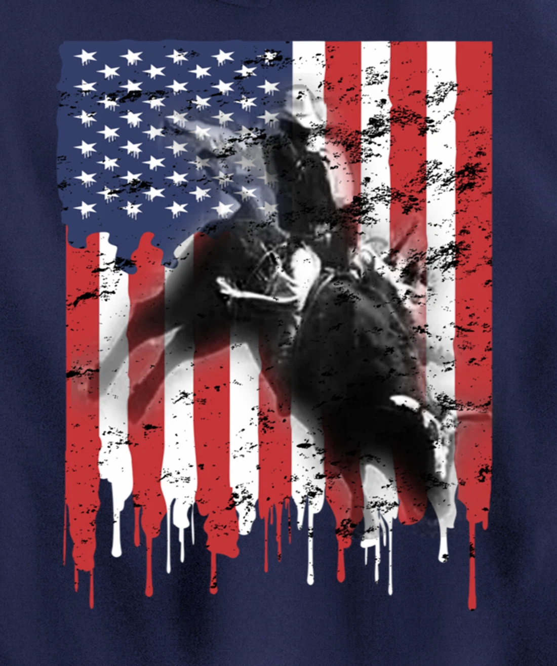 Bull-Riding For Men Texas Ranch Rider Cowboy Patriotic Pullover Hoodie