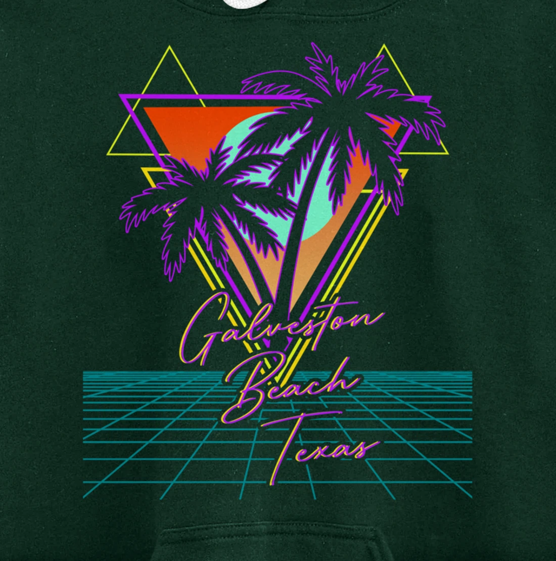 GALVESTON BEACH TEXAS Trip Retro 80s Vaporwave Aesthetic Pullover Hoodie