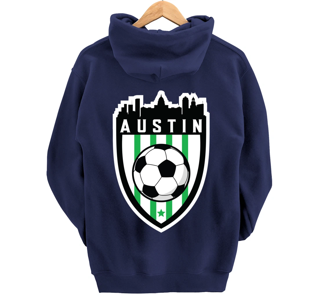 Austin Texas Soccer City Skyline Futbol Club Match Day Fan Pullover Hoodie