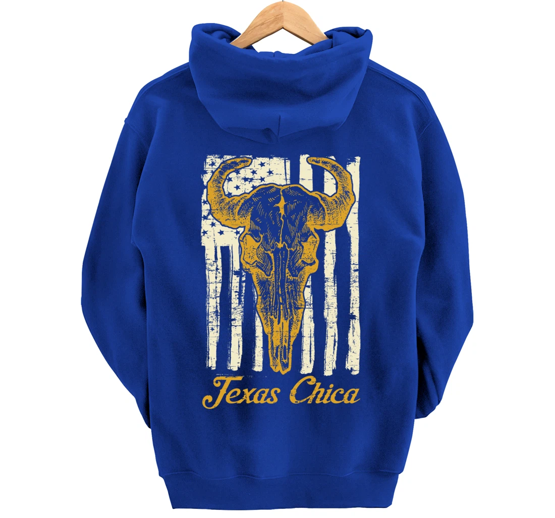 USA Flag Texas Chica Women Girls Proud Texan US State Texas Pullover Hoodie
