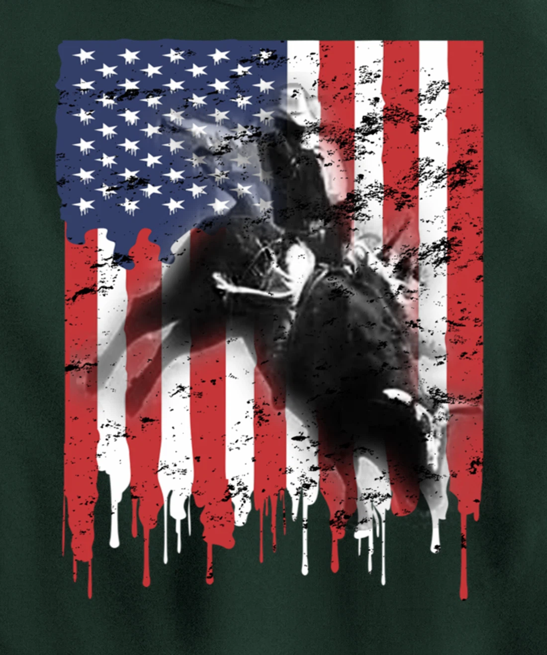 Bull-Riding For Men Texas Ranch Rider Cowboy Patriotic Pullover Hoodie