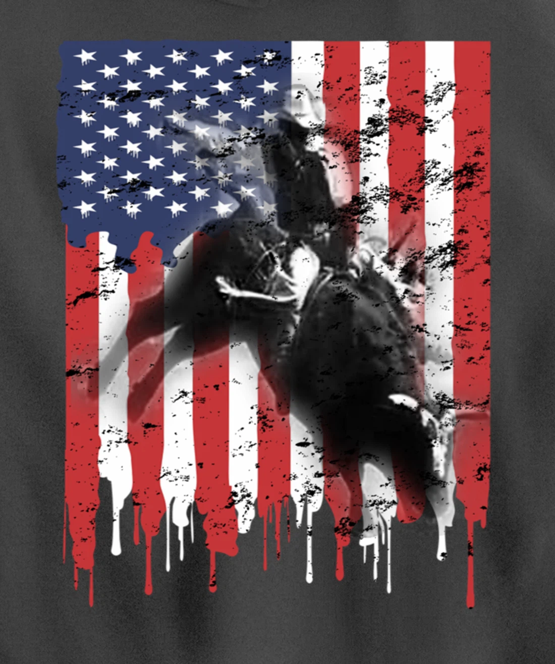 Bull-Riding For Men Texas Ranch Rider Cowboy Patriotic Pullover Hoodie