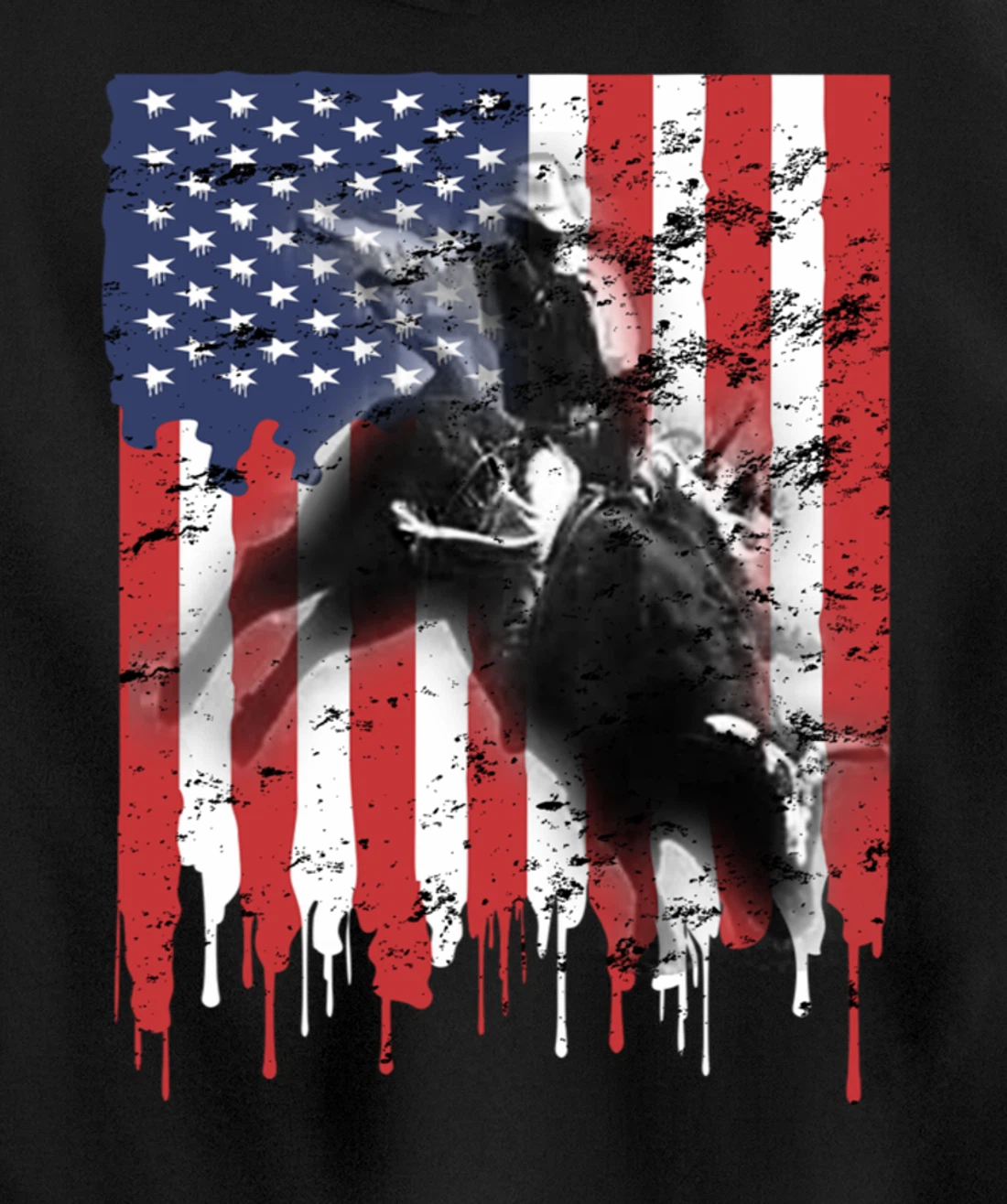 Bull-Riding For Men Texas Ranch Rider Cowboy Patriotic Pullover Hoodie