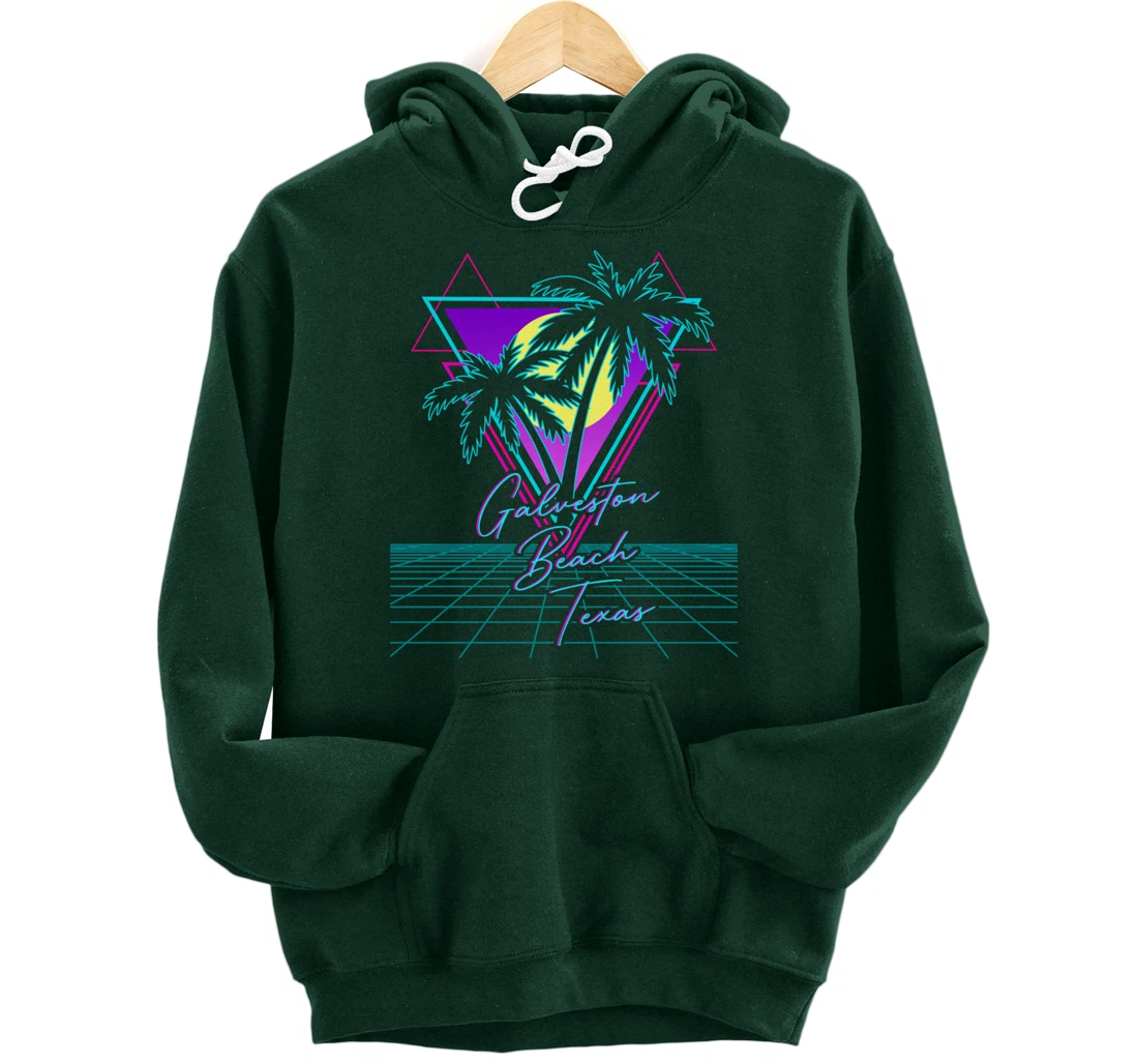 GALVESTON BEACH TEXAS Trip Retro 80s Vaporwave Aesthetic Pullover Hoodie