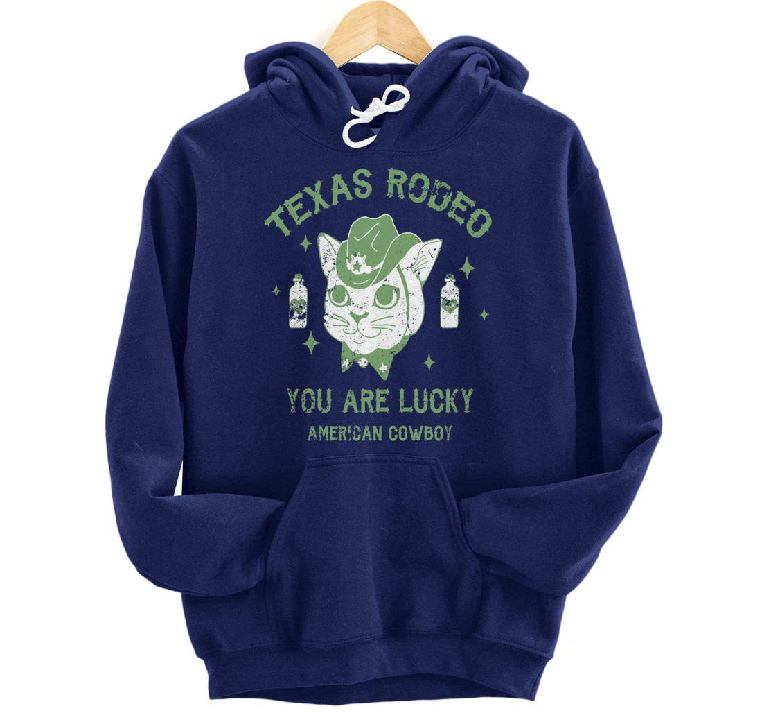 Texas Rodeo Cowboy Cat Modern Fashion Art Pullover Hoodie