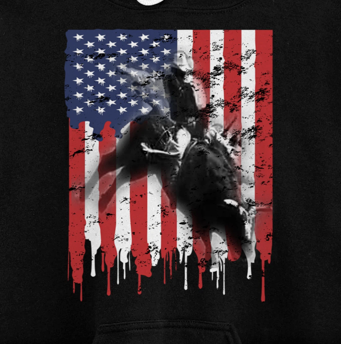 Bull-Riding For Men Texas Ranch Rider Cowboy Patriotic Pullover Hoodie