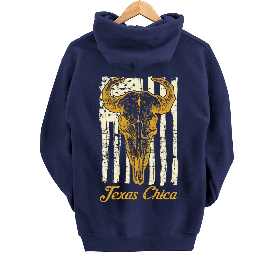 USA Flag Texas Chica Women Girls Proud Texan US State Texas Pullover Hoodie