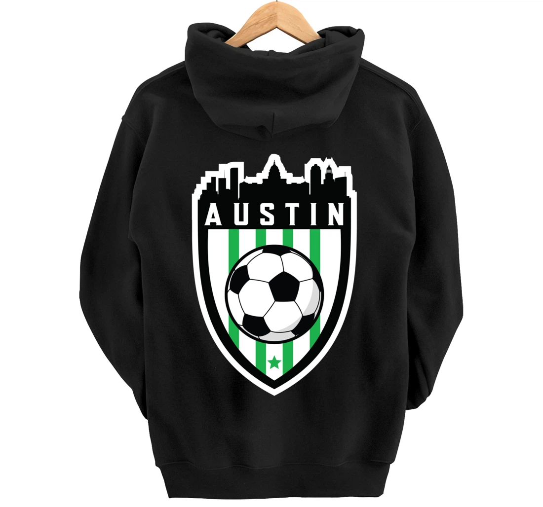 Austin Texas Soccer City Skyline Futbol Club Match Day Fan Pullover Hoodie