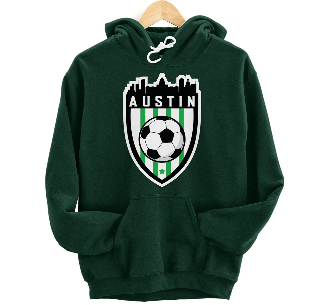 Austin Texas Soccer City Skyline Futbol Club Match Day Fan Pullover Hoodie