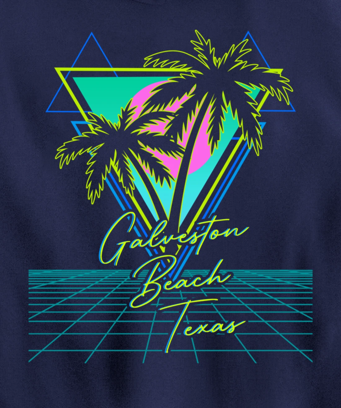 GALVESTON BEACH TEXAS Trip Retro 80s Vaporwave Aesthetic Pullover Hoodie