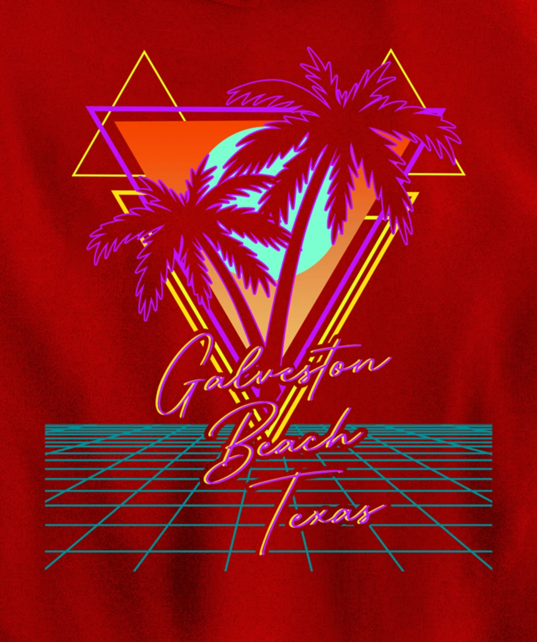 GALVESTON BEACH TEXAS Trip Retro 80s Vaporwave Aesthetic Pullover Hoodie