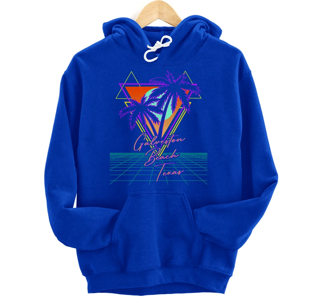 GALVESTON BEACH TEXAS Trip Retro 80s Vaporwave Aesthetic Pullover Hoodie