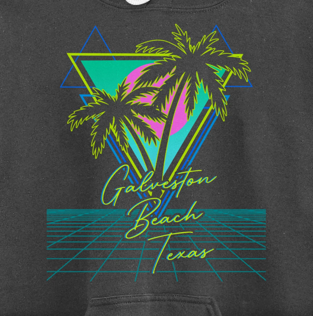 GALVESTON BEACH TEXAS Trip Retro 80s Vaporwave Aesthetic Pullover Hoodie