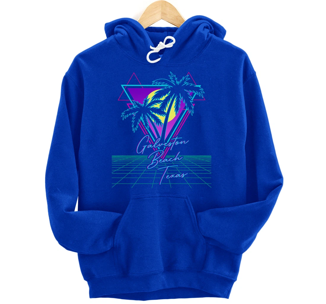 GALVESTON BEACH TEXAS Trip Retro 80s Vaporwave Aesthetic Pullover Hoodie