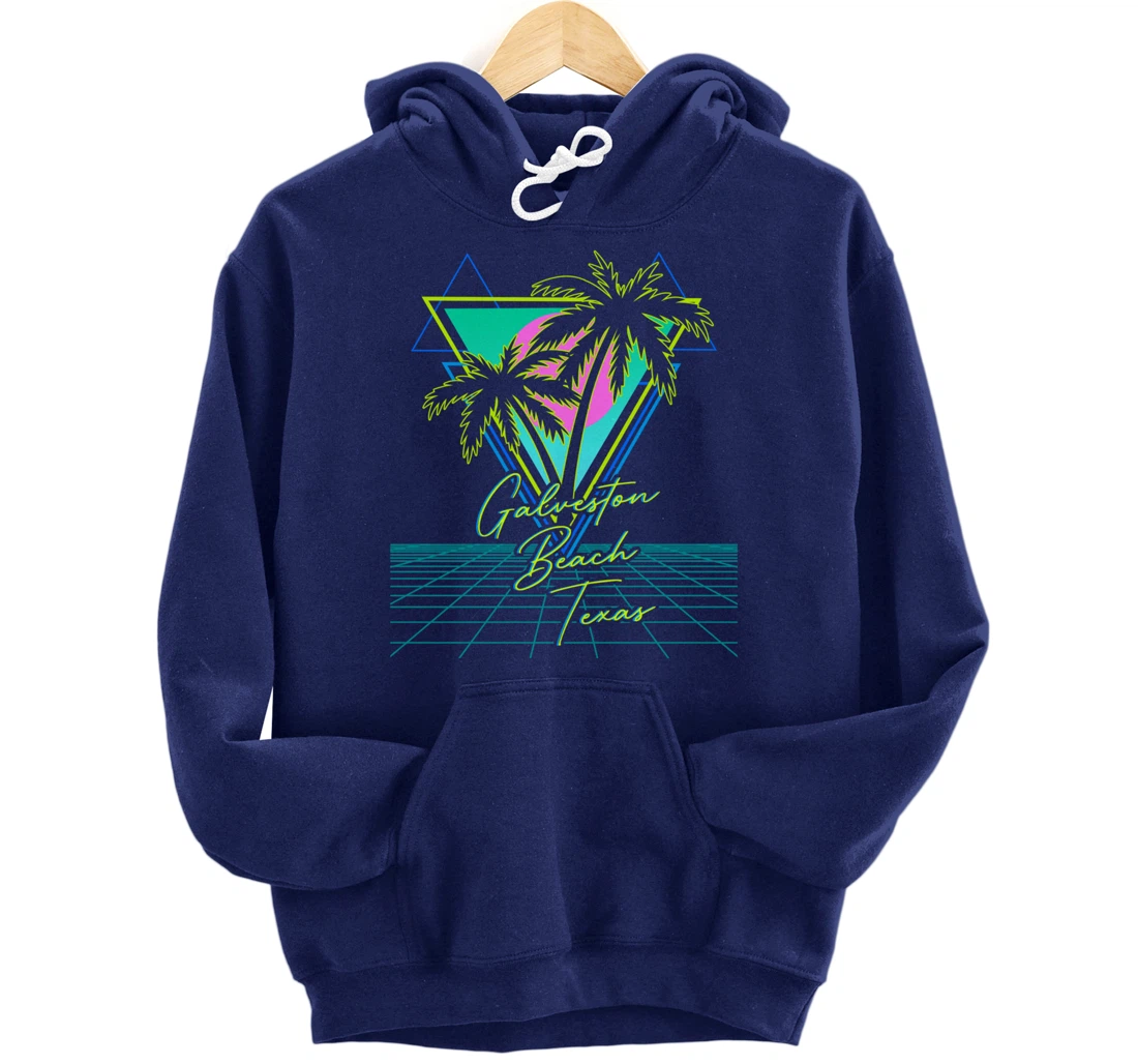 GALVESTON BEACH TEXAS Trip Retro 80s Vaporwave Aesthetic Pullover Hoodie