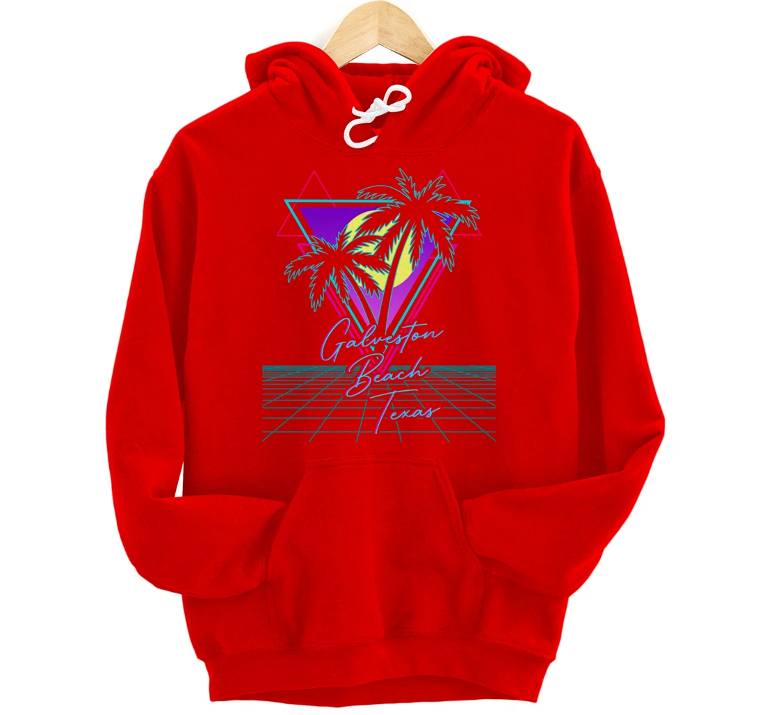 GALVESTON BEACH TEXAS Trip Retro 80s Vaporwave Aesthetic Pullover Hoodie