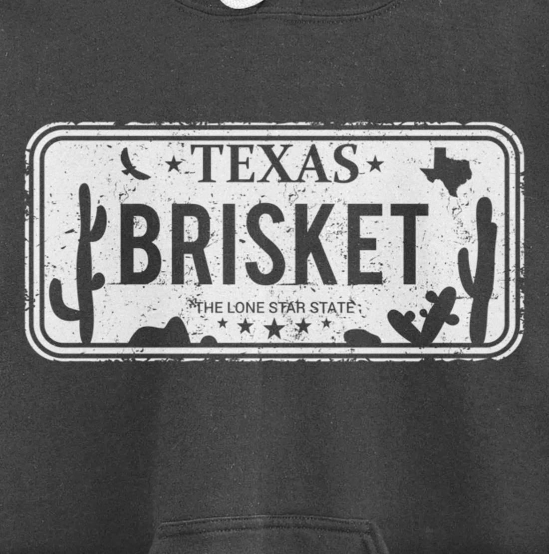 Texas Brisket License Plate BBQ Pitmaster Meat Smoking Pullover Hoodie