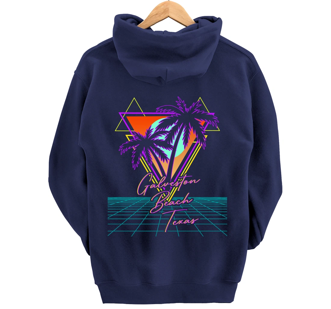 GALVESTON BEACH TEXAS Trip Retro 80s Vaporwave Aesthetic Pullover Hoodie