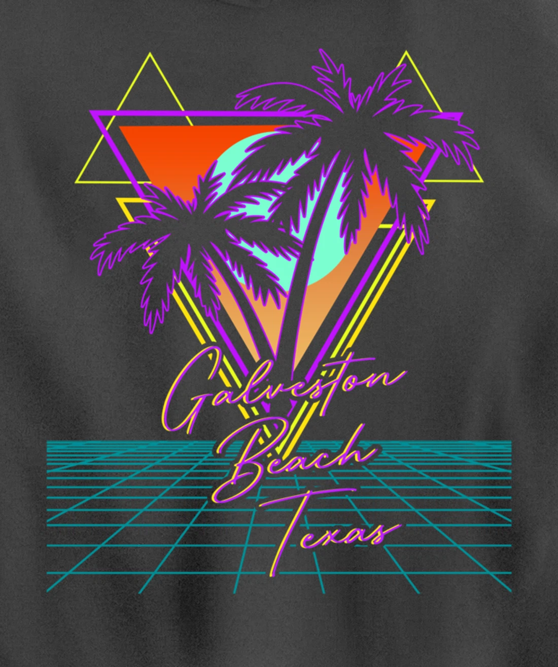 GALVESTON BEACH TEXAS Trip Retro 80s Vaporwave Aesthetic Pullover Hoodie