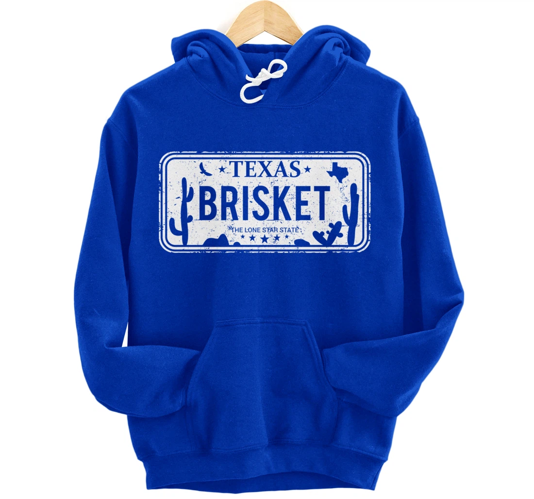 Texas Brisket License Plate BBQ Pitmaster Meat Smoking Pullover Hoodie