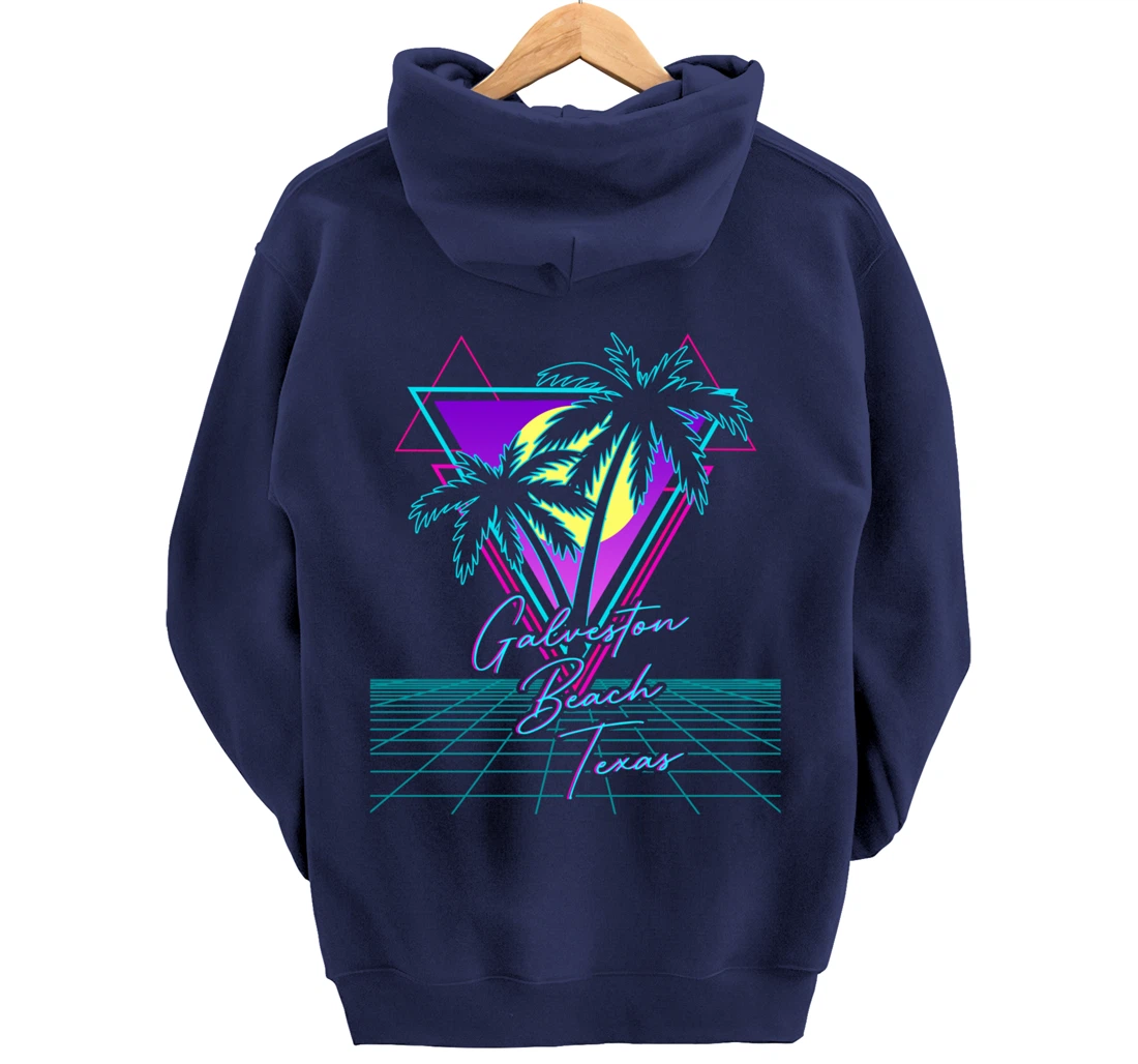 GALVESTON BEACH TEXAS Trip Retro 80s Vaporwave Aesthetic Pullover Hoodie