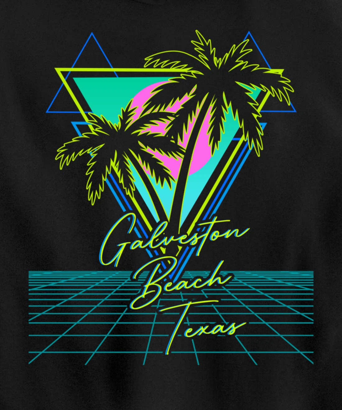 GALVESTON BEACH TEXAS Trip Retro 80s Vaporwave Aesthetic Pullover Hoodie