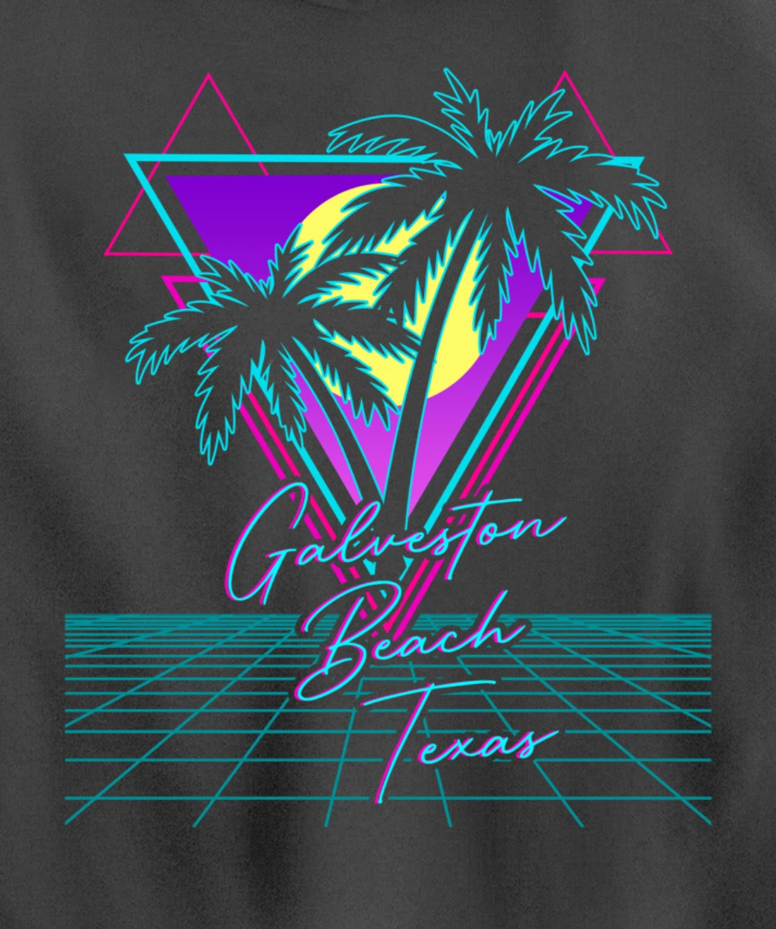 GALVESTON BEACH TEXAS Trip Retro 80s Vaporwave Aesthetic Pullover Hoodie