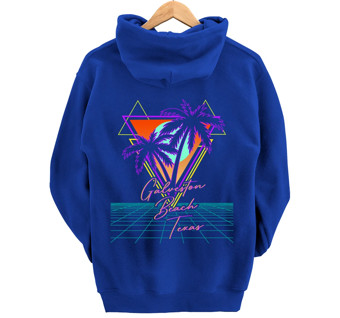 GALVESTON BEACH TEXAS Trip Retro 80s Vaporwave Aesthetic Pullover Hoodie