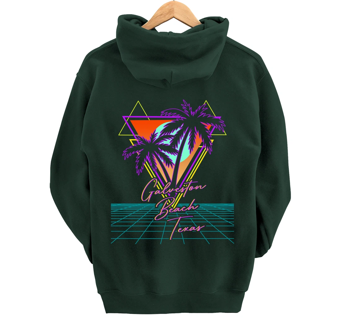 GALVESTON BEACH TEXAS Trip Retro 80s Vaporwave Aesthetic Pullover Hoodie