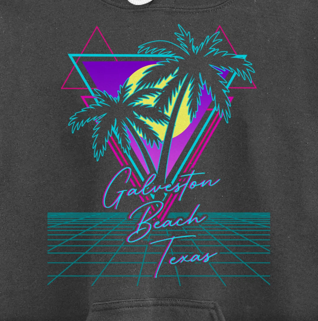 GALVESTON BEACH TEXAS Trip Retro 80s Vaporwave Aesthetic Pullover Hoodie