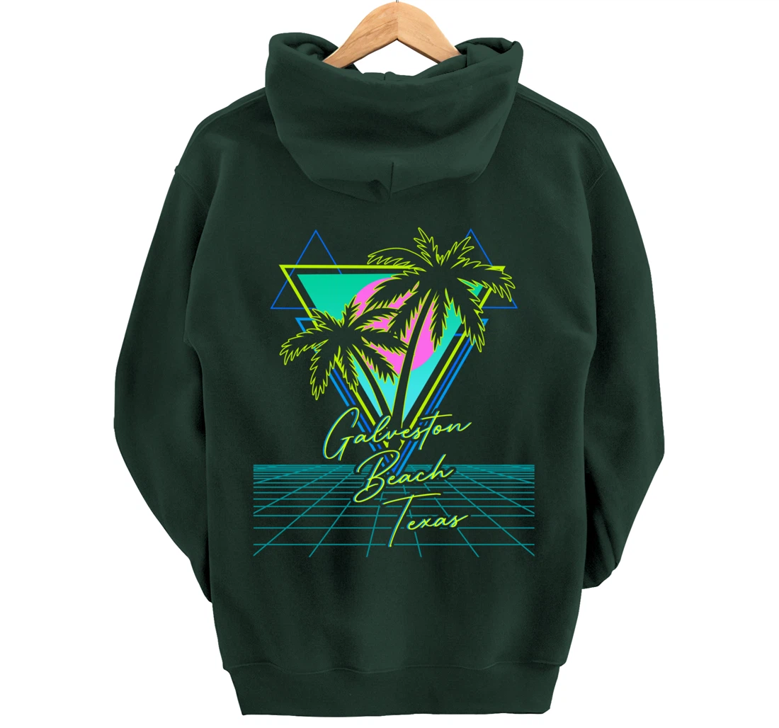 GALVESTON BEACH TEXAS Trip Retro 80s Vaporwave Aesthetic Pullover Hoodie