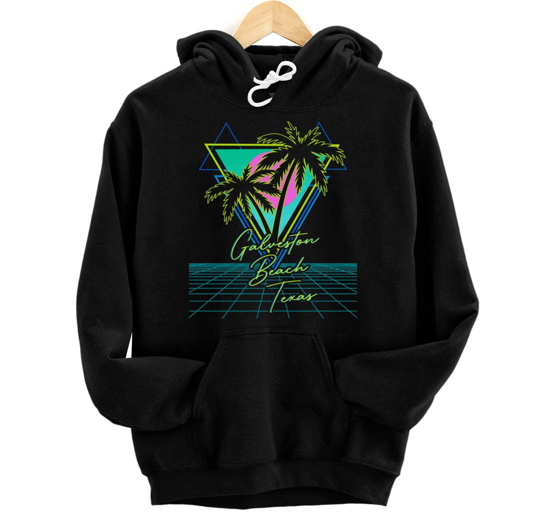 GALVESTON BEACH TEXAS Trip Retro 80s Vaporwave Aesthetic Pullover Hoodie