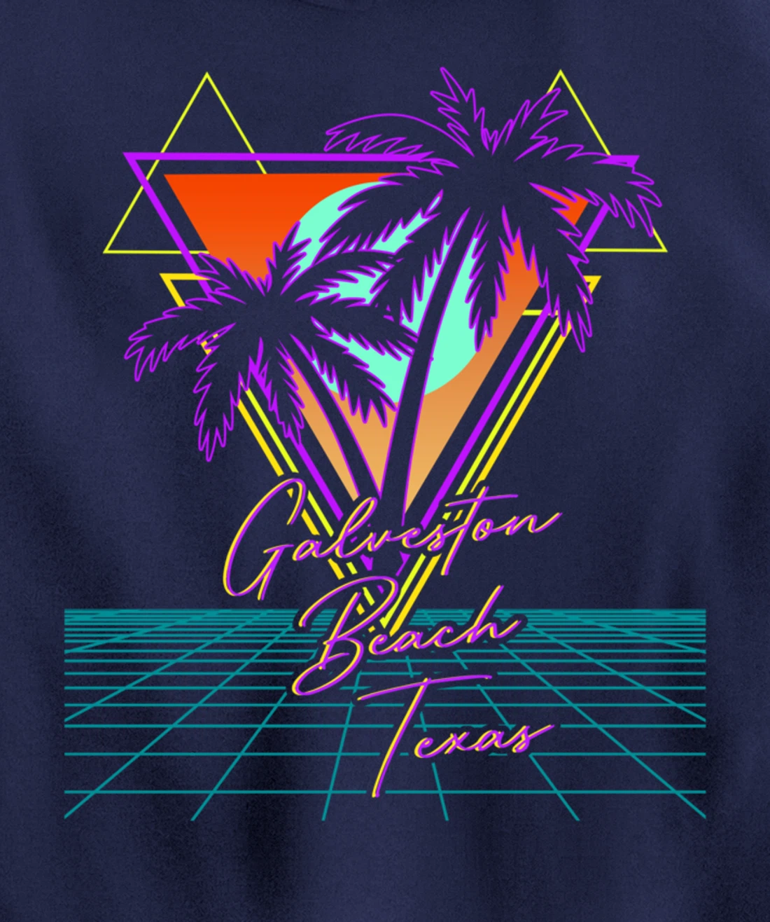 GALVESTON BEACH TEXAS Trip Retro 80s Vaporwave Aesthetic Pullover Hoodie