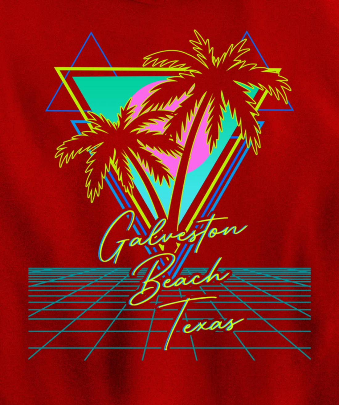 GALVESTON BEACH TEXAS Trip Retro 80s Vaporwave Aesthetic Pullover Hoodie