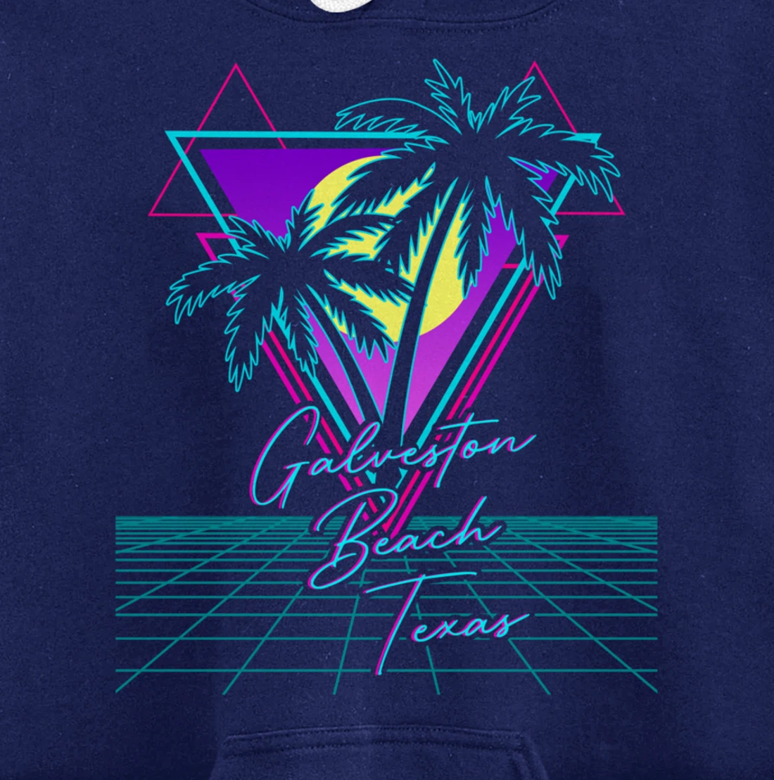 GALVESTON BEACH TEXAS Trip Retro 80s Vaporwave Aesthetic Pullover Hoodie