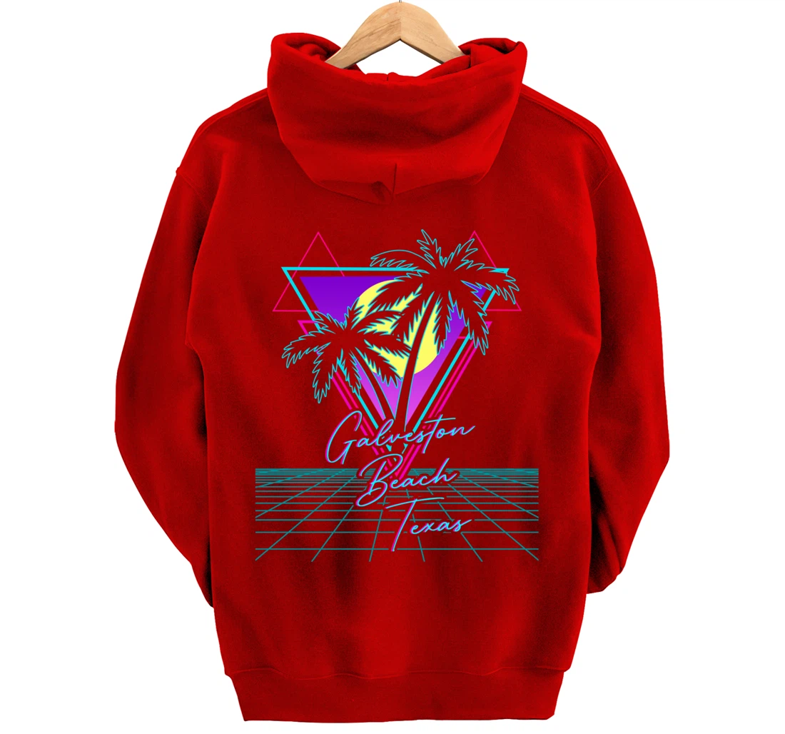 GALVESTON BEACH TEXAS Trip Retro 80s Vaporwave Aesthetic Pullover Hoodie
