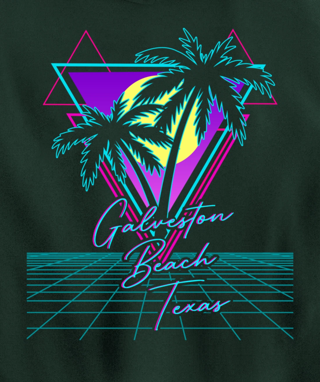 GALVESTON BEACH TEXAS Trip Retro 80s Vaporwave Aesthetic Pullover Hoodie
