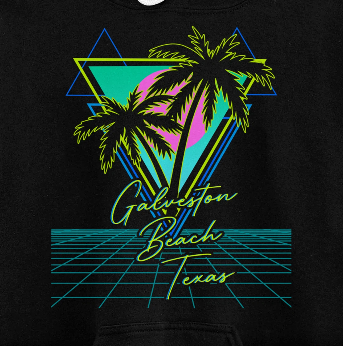 GALVESTON BEACH TEXAS Trip Retro 80s Vaporwave Aesthetic Pullover Hoodie