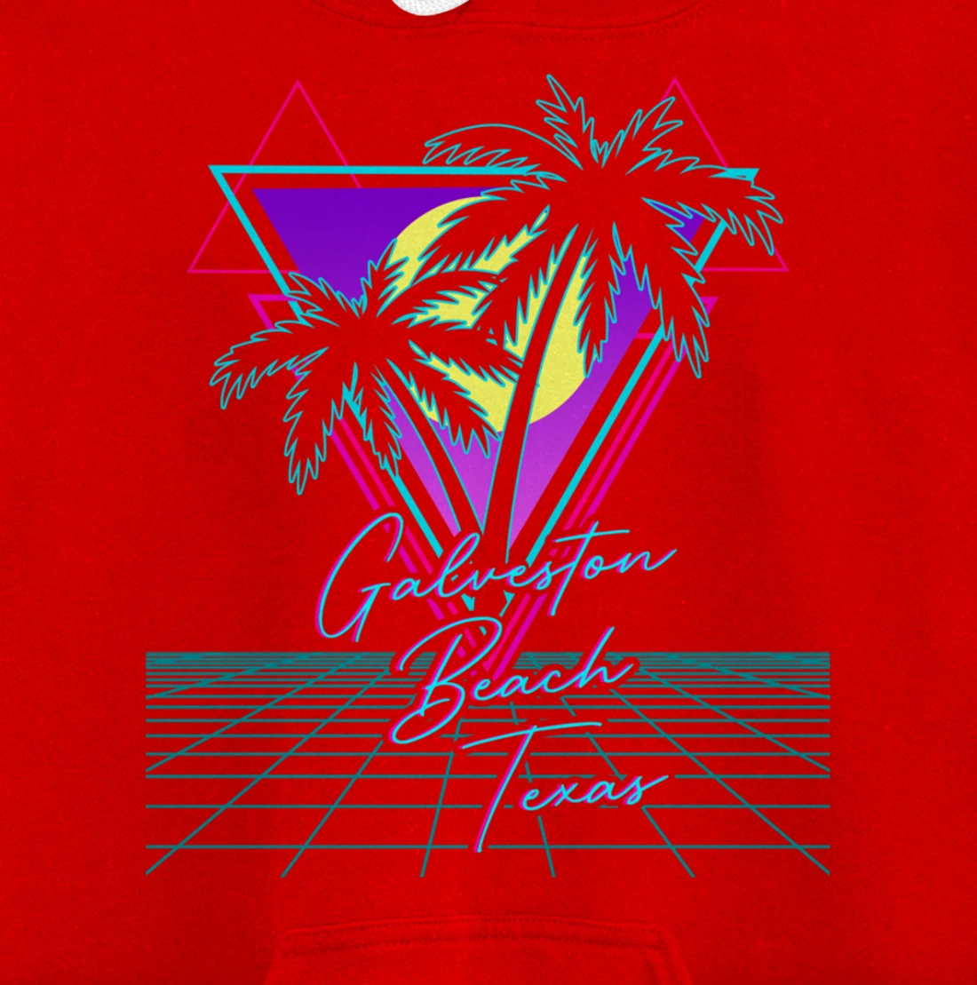 GALVESTON BEACH TEXAS Trip Retro 80s Vaporwave Aesthetic Pullover Hoodie