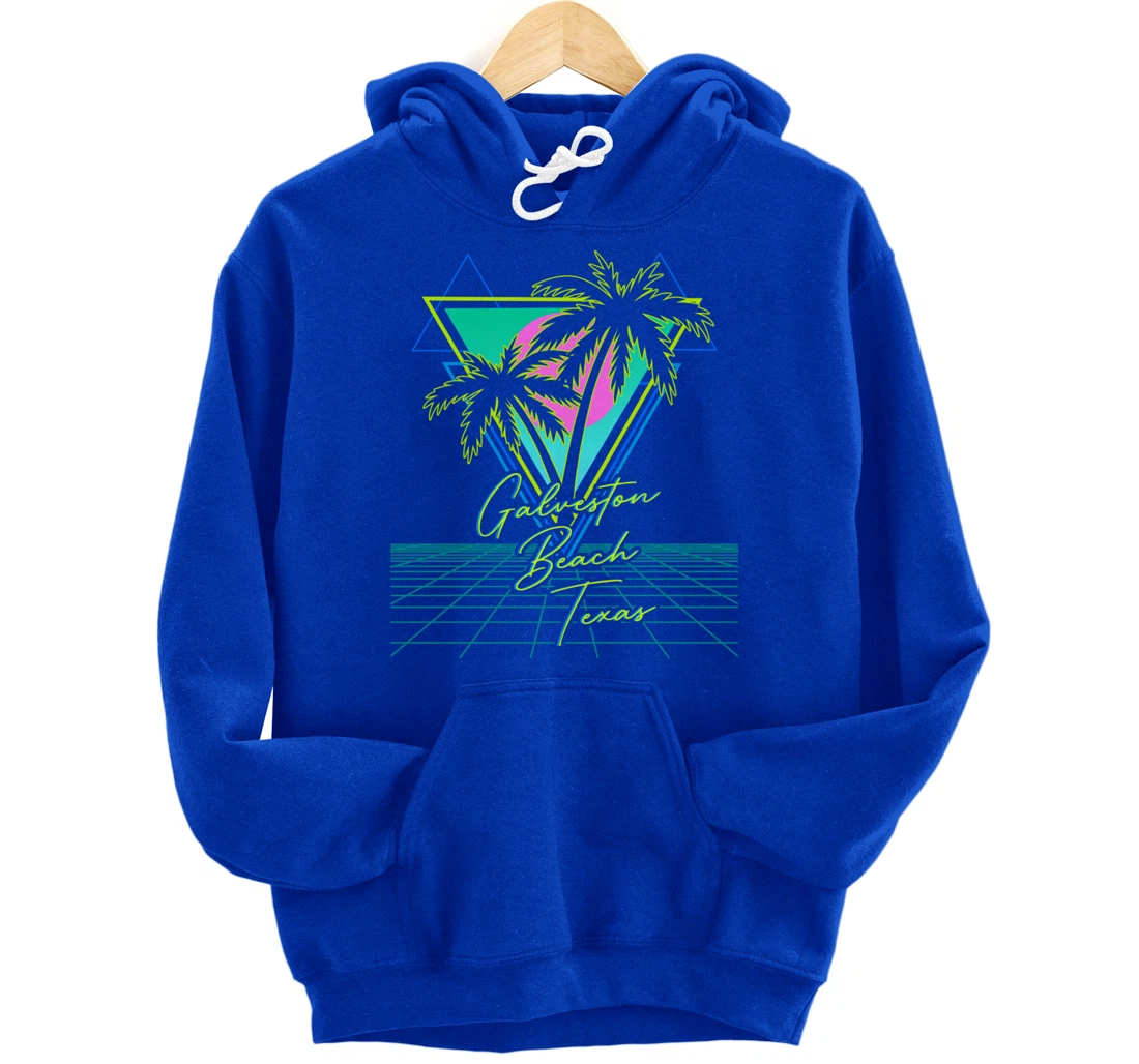 GALVESTON BEACH TEXAS Trip Retro 80s Vaporwave Aesthetic Pullover Hoodie