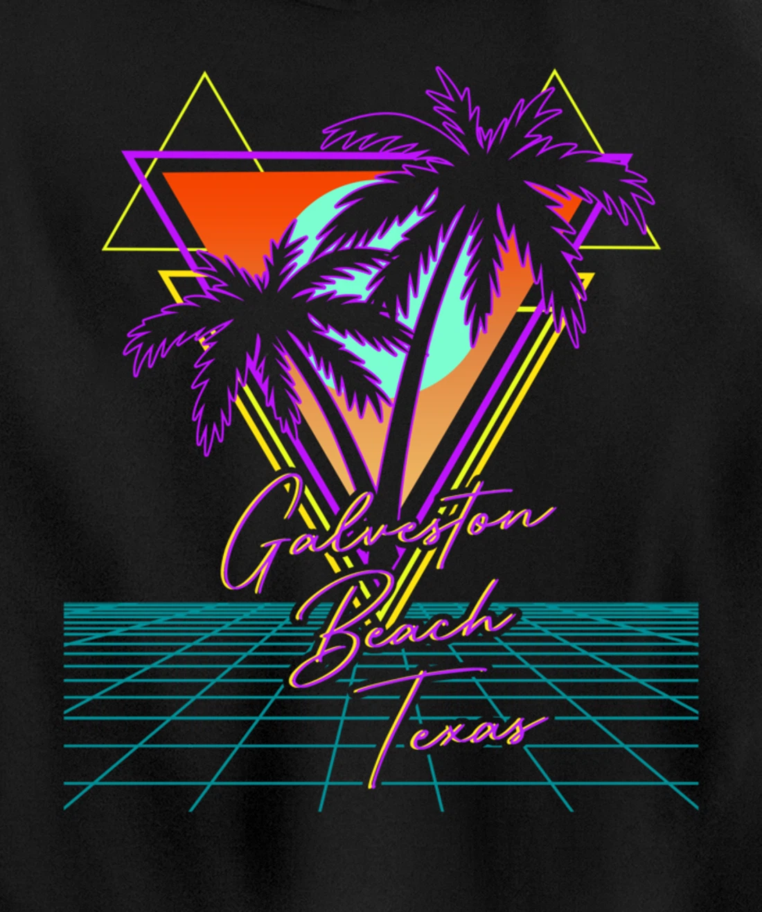 GALVESTON BEACH TEXAS Trip Retro 80s Vaporwave Aesthetic Pullover Hoodie