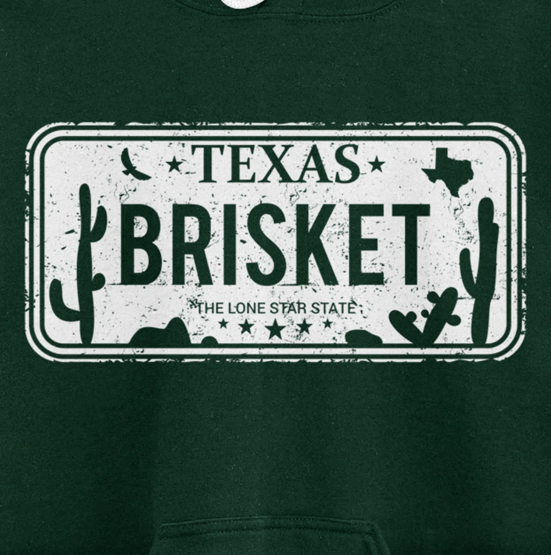 Texas Brisket License Plate BBQ Pitmaster Meat Smoking Pullover Hoodie