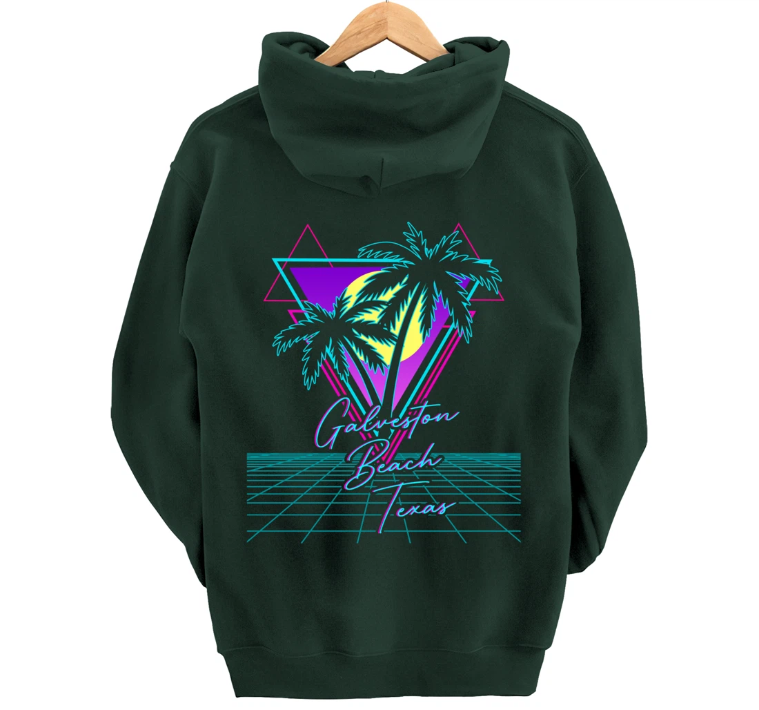 GALVESTON BEACH TEXAS Trip Retro 80s Vaporwave Aesthetic Pullover Hoodie