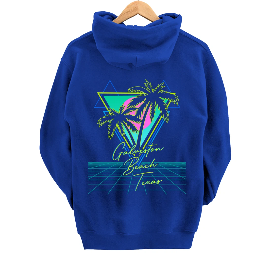 GALVESTON BEACH TEXAS Trip Retro 80s Vaporwave Aesthetic Pullover Hoodie
