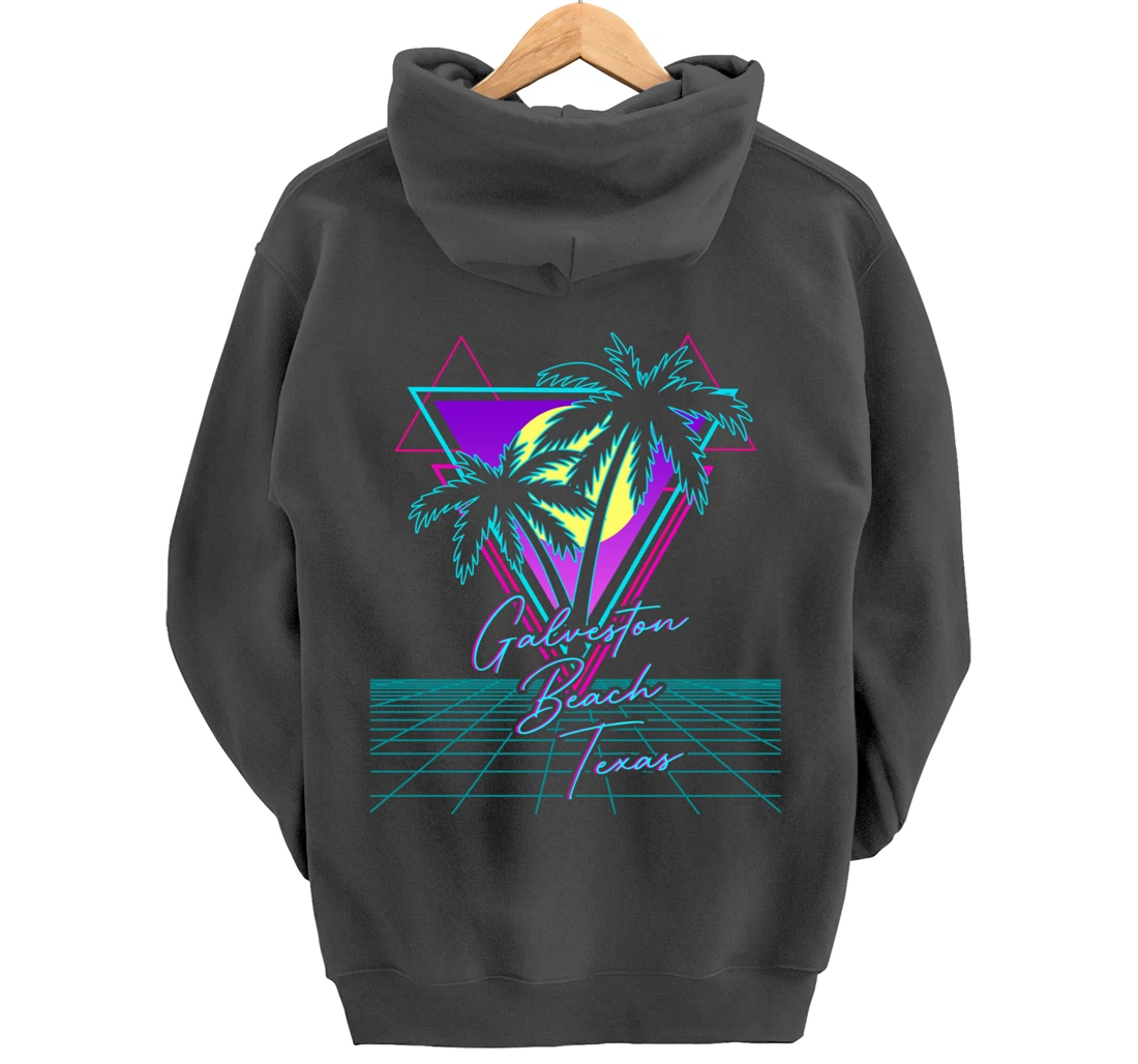 GALVESTON BEACH TEXAS Trip Retro 80s Vaporwave Aesthetic Pullover Hoodie