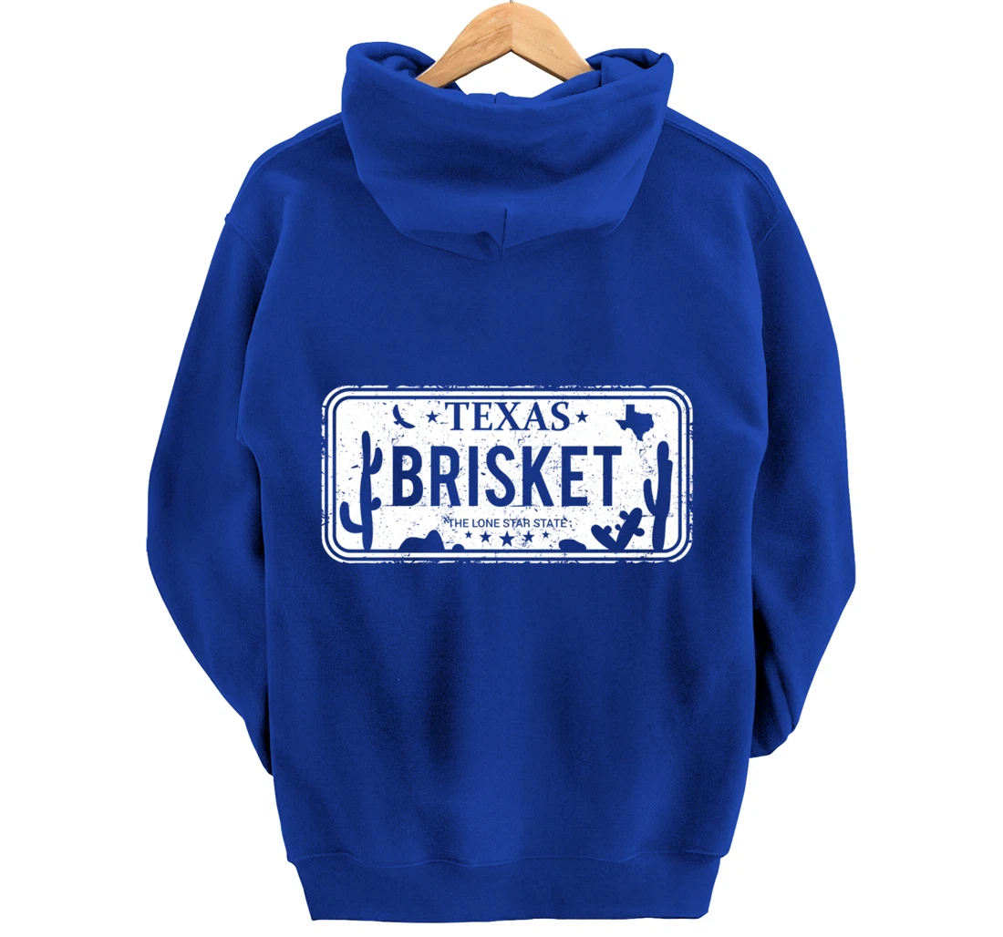 Texas Brisket License Plate BBQ Pitmaster Meat Smoking Pullover Hoodie