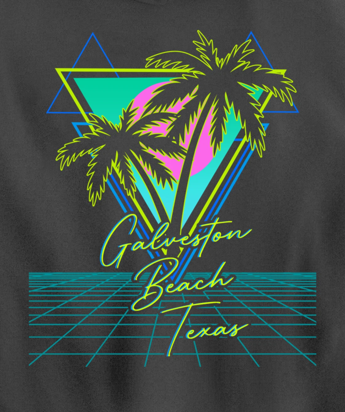GALVESTON BEACH TEXAS Trip Retro 80s Vaporwave Aesthetic Pullover Hoodie
